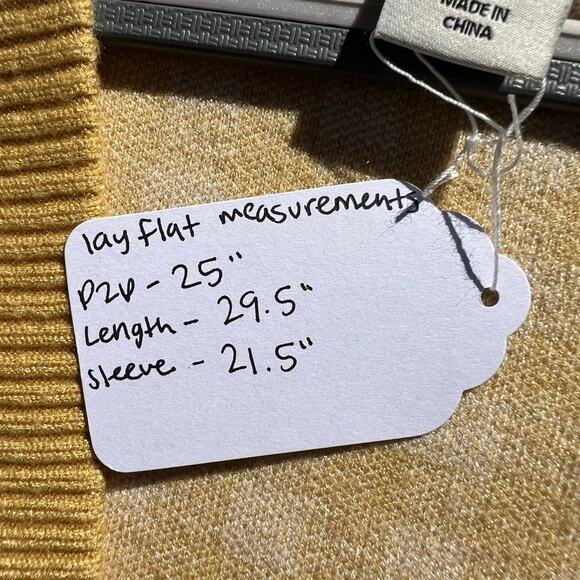 Joie Oversized Gingham Plaid Button Front Cardigan Yellow Mustard White Sz XL - Picture 11 of 12